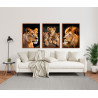 "Família leão 3 filhotes" Conjunto de quadros decorativos
