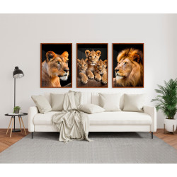 "Família leão 3 filhotes" Conjunto de quadros...
