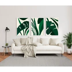 "Trio abstrato folhas...