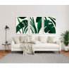"Trio abstrato folhas verdes II" Conjunto de quadros decorativos