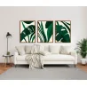 "Trio abstrato folhas verdes II" Conjunto de quadros decorativos