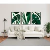 "Trio abstrato folhas verdes II" Conjunto de quadros decorativos