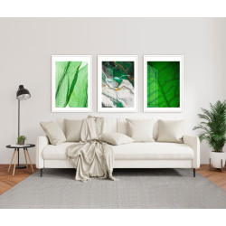 "Trio abstrato folhas verdes" Conjunto de...
