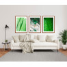 "Trio abstrato folhas verdes" Conjunto de quadros decorativos
