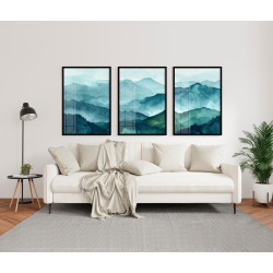 "Trio paisagem montanhas aquarela" Conjunto de...