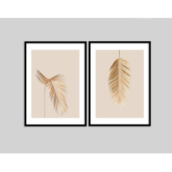 "Dupla palmeiras douradas" Conjunto de quadros decorativos