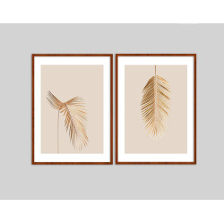 "Dupla palmeiras douradas" Conjunto de quadros decorativos