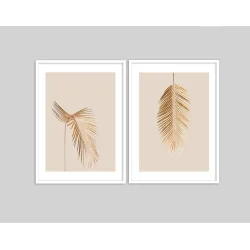 "Dupla palmeiras douradas" Conjunto de quadros decorativos