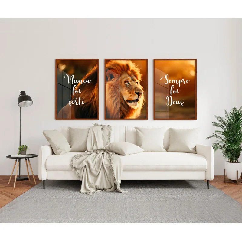 "Nunca foi sorte, sempre foi Deus tons naturais" Conjunto de quadros decorativos