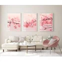 "Trio árvore cerejeira" Conjunto de quadros decorativos