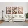 "Trio árvore cerejeira branca" Conjunto de quadros decorativos