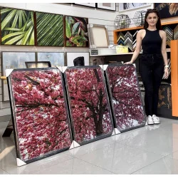 "Trio árvore cerejeira" Conjunto de quadros decorativos