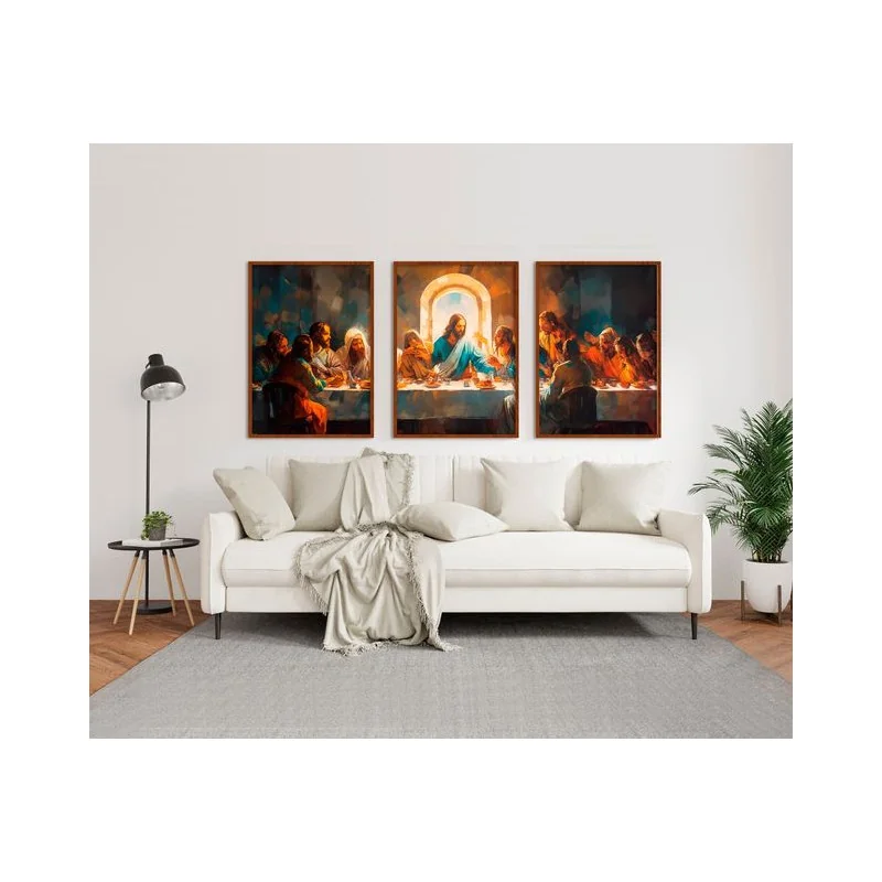 "Santa Ceia pintura" Conjunto de quadros decorativos
