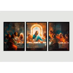 "Santa Ceia pintura" Conjunto de quadros decorativos