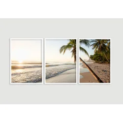 "Trio Mar praia tropical" Conjunto de quadros decorativos