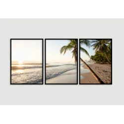 "Trio Mar praia tropical" Conjunto de quadros decorativos