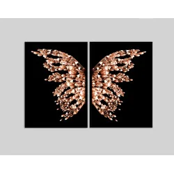 "Quadros Borboleta rose gold" Conjunto de quadros decorativos
