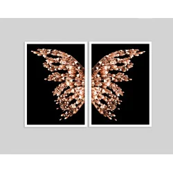 "Quadros Borboleta rose gold" Conjunto de quadros decorativos