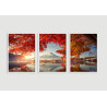 "Trio paisagem Monte Fuji" Conjunto de quadros decorativos