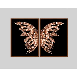 "Quadros Borboleta rose gold" Conjunto de quadros decorativos