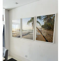 "Trio Mar praia tropical" Conjunto de quadros decorativos