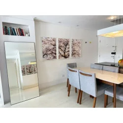 "Trio árvore cerejeira branca" Conjunto de quadros decorativos