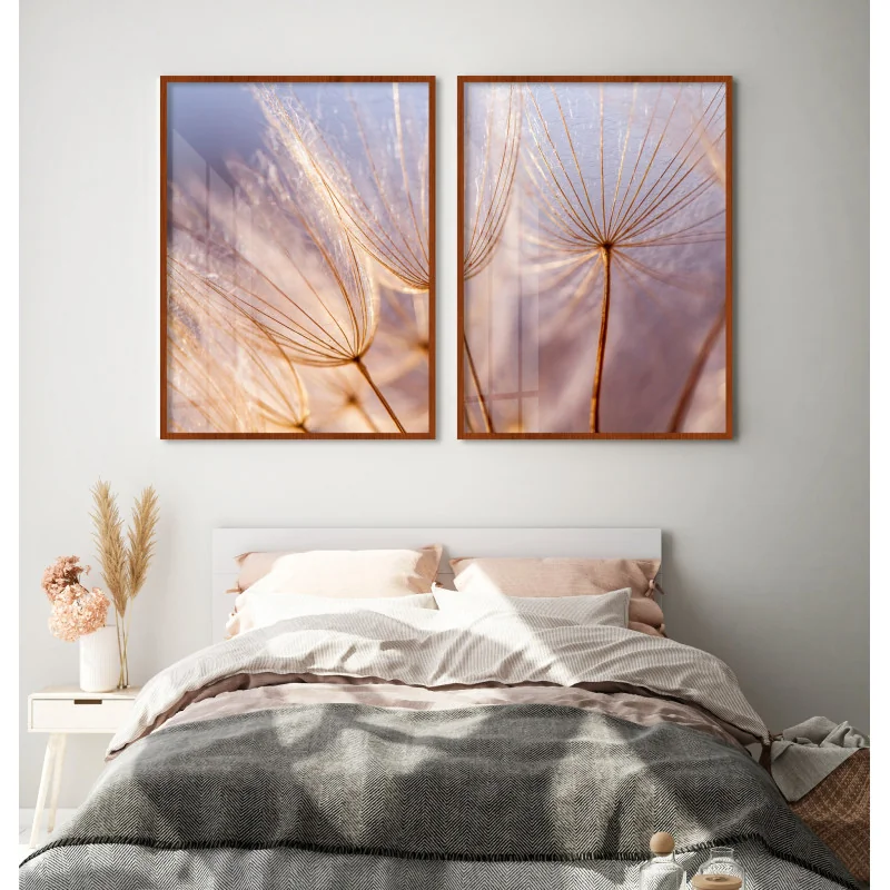 "Dente de leão dupla II" Conjunto de quadros decorativos