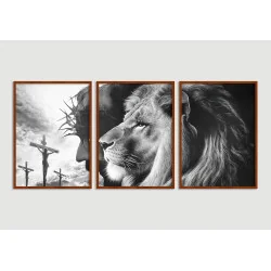 "Leão de Judá e Jesus PB" Conjunto de quadros decorativos