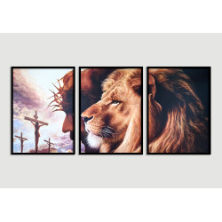 "Leão de Judá e Jesus" Conjunto de quadros decorativos