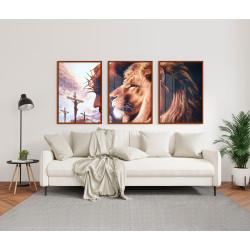 "Leão de Judá e Jesus" Conjunto de quadros decorativos