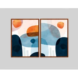 "Quadros Abstrato azul" Conjunto de quadros decorativos