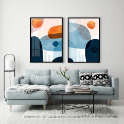 "Quadros Abstrato azul" Conjunto de quadros decorativos