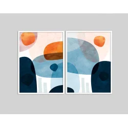 "Quadros Abstrato azul" Conjunto de quadros decorativos