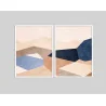 "Quadros Abstrato bege e azul" Conjunto de quadros decorativos