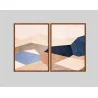 "Quadros Abstrato bege e azul" Conjunto de quadros decorativos