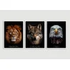 "Leão, lobo e águia" Conjunto de quadros decorativos