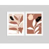 "Dupla folhas tropical minimalista" Conjunto de quadros decorativos
