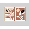 "Dupla folhas tropical minimalista" Conjunto de quadros decorativos