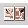 "Dupla folhas tropical minimalista" Conjunto de quadros decorativos