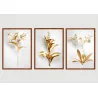 "Trio flores de ouro" Conjunto de quadros decorativos