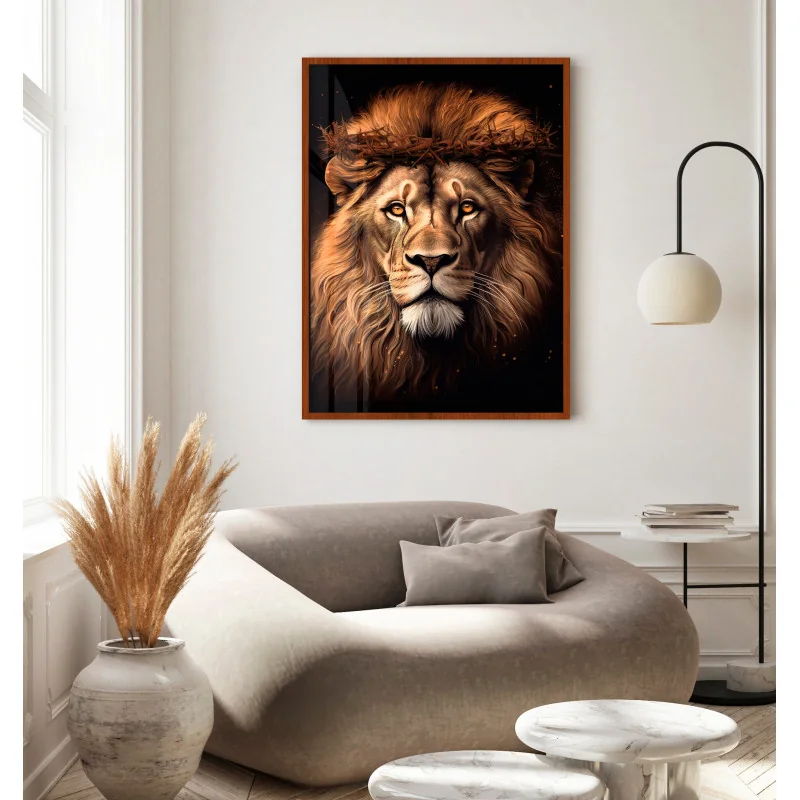 "Leão com coroa de espinhos" Quadro de decoração