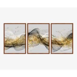 "Trio abstrato dourado" Conjunto de quadros decorativos