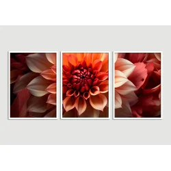 "Trio floral vermelho" Conjunto de quadros decorativos