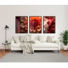 "Trio floral vermelho" Conjunto de quadros decorativos