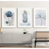 "Trio flores azuis" Conjunto de quadros decorativos