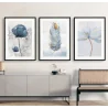 "Trio flores azuis" Conjunto de quadros decorativos