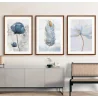 "Trio flores azuis" Conjunto de quadros decorativos