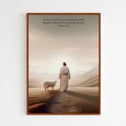 "Jesus e ovelha" Quadro de decoração