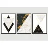 "Trio marmorizado fio de ouro" Conjunto de quadros decorativos