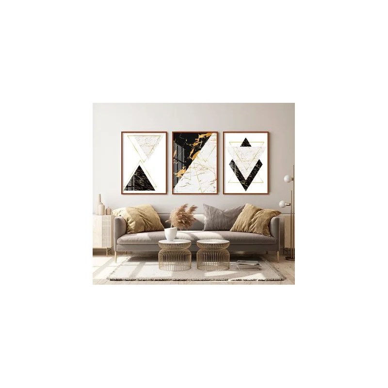 "Trio marmorizado fio de ouro" Conjunto de quadros decorativos